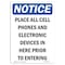 Signmission OSHA Notice, 7" Height, Place All Cell Phones And Electronic Sign, 7" X 5", Portrait OS-NS-D-57-V-17308 - alternate 1